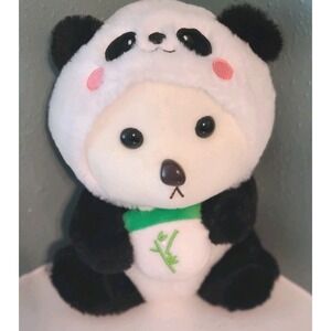 Unbranded Teddy Bear In Panda Hooded Costume Black White 9" Plush